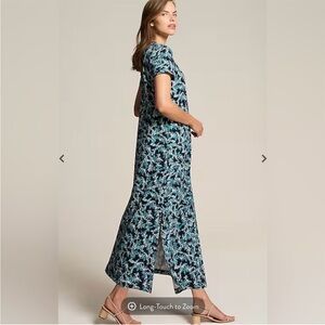 J. Jill Wearever Teal and Navy Floral Maxi Dress